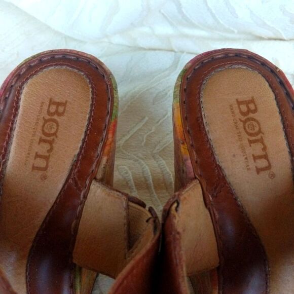 Born -Crown Cork Wedge Leather Sandal- Boho Floral - Picture 8 of 11